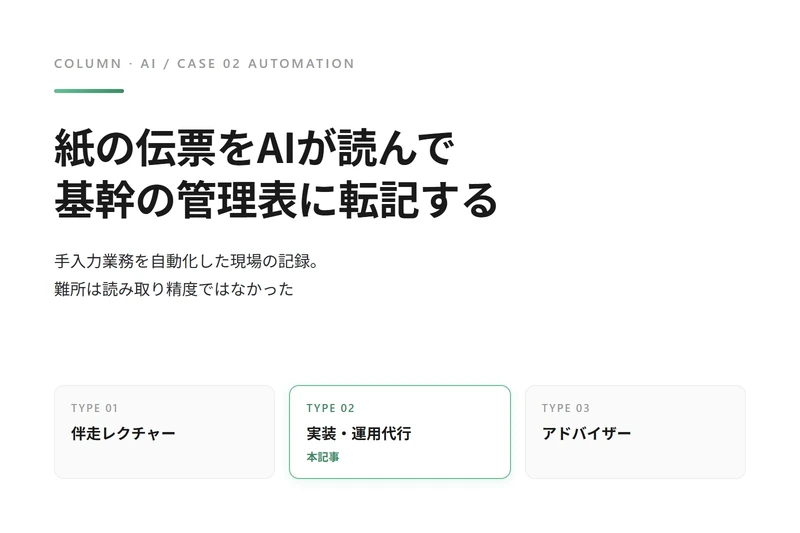 紙の伝票をAIが読んで、基幹の管理表に転記する｜手入力業務を自動化した現場の記録